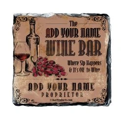 Buy ???? BarMan CUSTOMIZABLE Rock Slate Coaster - Wine Bar Themed ???? -BarMan - shop slate coaster wine bar web pnk 700x700