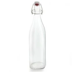 Hot Sale ???? BarMan Square Glass Bottle W/ Swing Top - Available In 1 Liter Or 17 Ounce ❤️ -BarMan - shop square clear bottle swing top bpc 1l 700x700