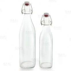 Hot Sale ???? BarMan Square Glass Bottle W/ Swing Top - Available In 1 Liter Or 17 Ounce ❤️