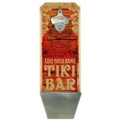 Flash Sale ✨ BarMan CUSTOMIZABLE Wall Mounted Wood Plaque Bottle Opener & Cap Catcher - Vintage Tiki Bar ????