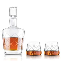 New ✔️ BarMan Crystal Whiskey Decanter Set ????