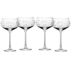 Promo ⭐ BarMan Vintage Floral Coupe Set 13.5 Oz - 4 Pack ????