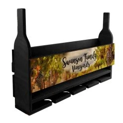 Deals ???? BarMan CUSTOMIZABLE Wall Mounted Wine Bottle & Glass Hanging Shelf W/ Vineyard Plaque ???? -BarMan - shop wine rack black sample 700x700