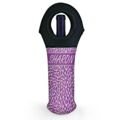 Deals ???? BarMan CUSTOMIZABLE Wine Bottle Tote W/ Black Handle - Crackle Pattern (Color Options) ???? -BarMan - shop wine tote web bw ayn crackle purple 700x700