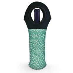 Deals ???? BarMan CUSTOMIZABLE Wine Bottle Tote W/ Black Handle - Crackle Pattern (Color Options) ???? -BarMan - shop wine tote web bw ayn crackle seafoam 700x700