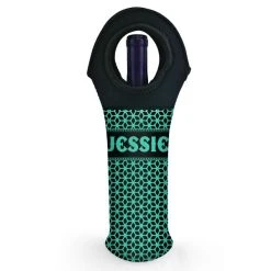 Budget ✔️ BarMan CUSTOMIZABLE Wine Bottle Tote W/ Black Handle - Floral Pattern (Color Options) ???? -BarMan - shop wine tote web bw ayn floral teal 700x700