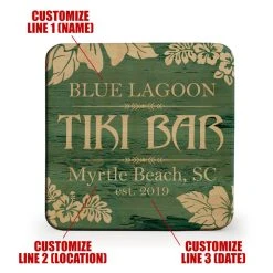 Brand new ⌛ BarMan Wooden Square Coasters - Customizable - Tiki Theme - Set Of 4 ???? -BarMan - shop wood coasters tiki web 1 700x700